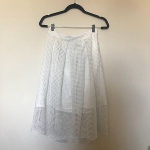 White Mesh Who What Wear Midi Skirt